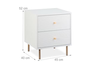 Table de nuit moderne avec 2 tiroirs pratiques 52 x 45 x 40 cm en mdf blanc 13_0015838