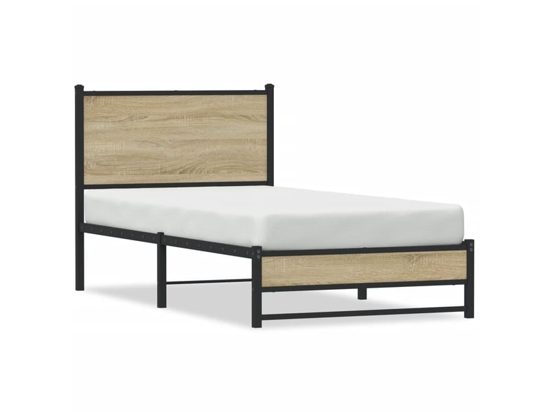  Lit simple- lit adulte -  cadre de lit en métal sans matelas chêne sonoma 80x200 cm  - Conforama A