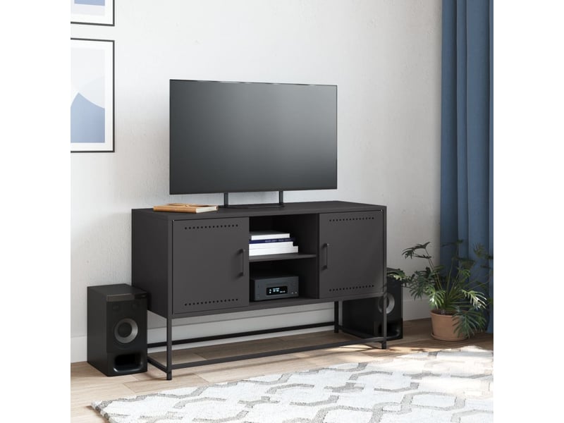  Meuble tv - banc tv - meuble de rangement noir 100,5x39x60,5 cm acier  - Conforama C