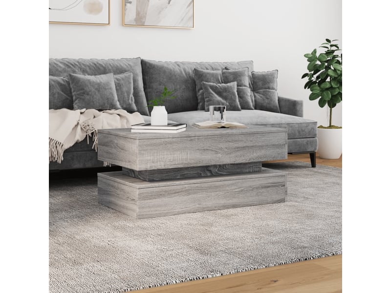  Table basse | table d'appoint salon avec lumières led gris sonoma 90x50x40 cm shl2292  - Conforama D