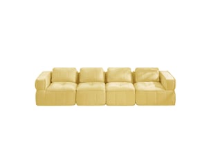 Canapé droit modulable 4 places en polyester jaune, 344 cm