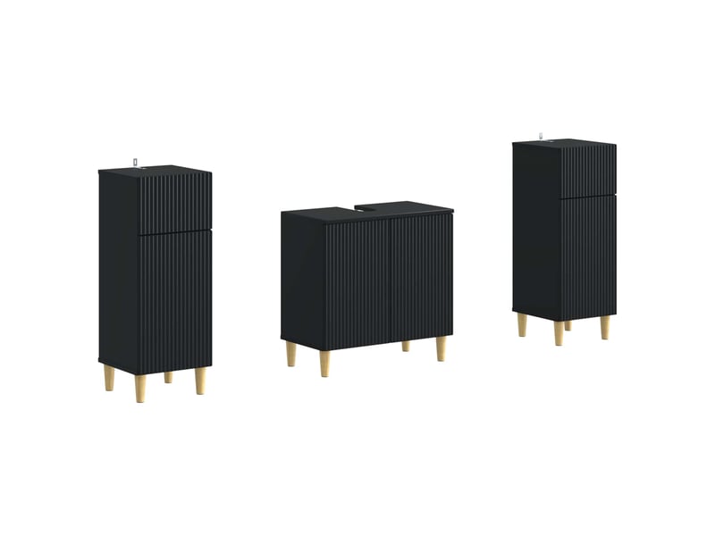  Ensemble de meuble de salle de bain 3 pièces arnhem noir cf63328  - Conforama A