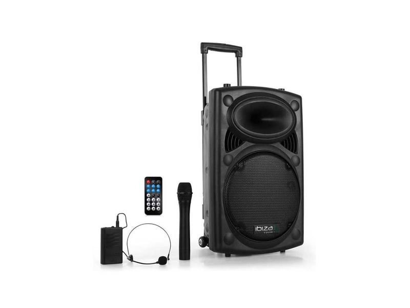  Système de sono portable 12 700w - usb-bt-rec-vox + 2 micros vhf - ibiza sound port12vhf-bt  - Conforama B