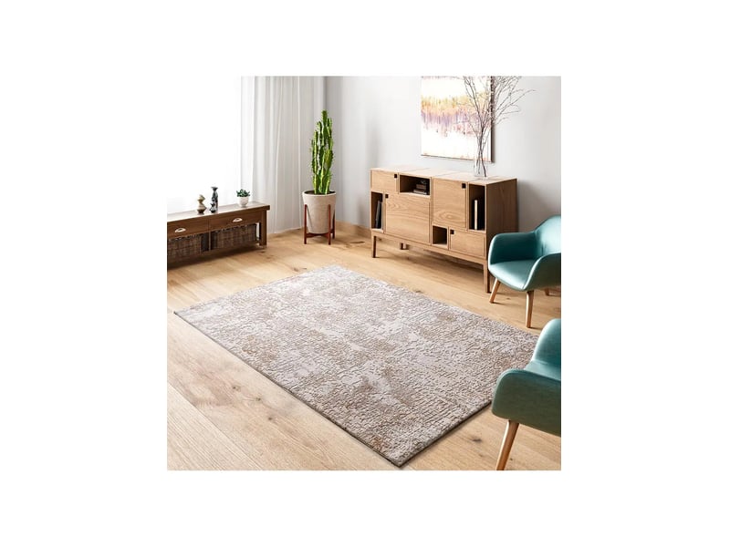 Tapis abstrait avec relief intérieur beige, 192 x 290 cm 51378 - Conforama E