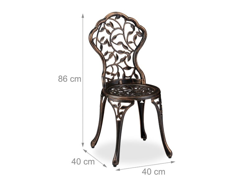 Ensemble de mobilier de balcon table ronde 70 x 70 x 75 cm avec 2 chaises design antique ambiance romantique en aluminium noir 13_0008339  - Conforama B