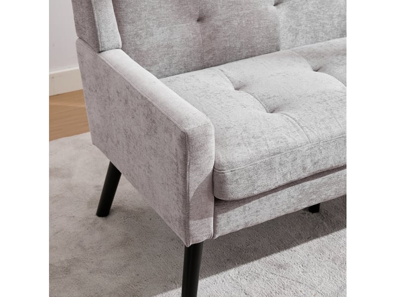  Banc 2 places 120x75x88 cm – gris clair – revêtement en lin et pieds en bois antidérapants  - Conforama E