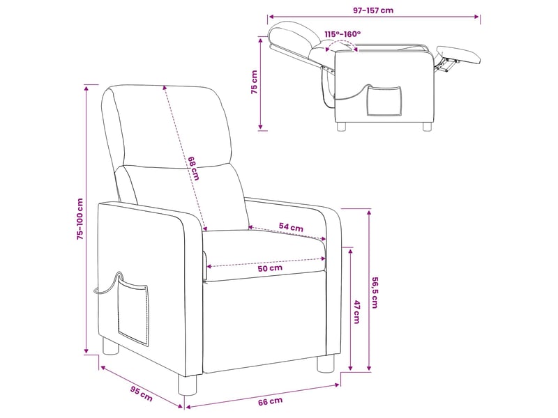  Vidaxl fauteuil de massage inclinable bordeaux polyester  - Conforama C