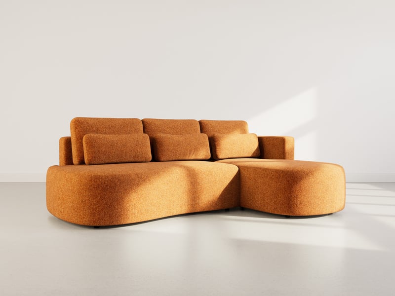 Mahina - canapé d'angle droit 4 places convertible avec coffre en tissu texturé - lisa design - terracotta MAHINA - Conforama B