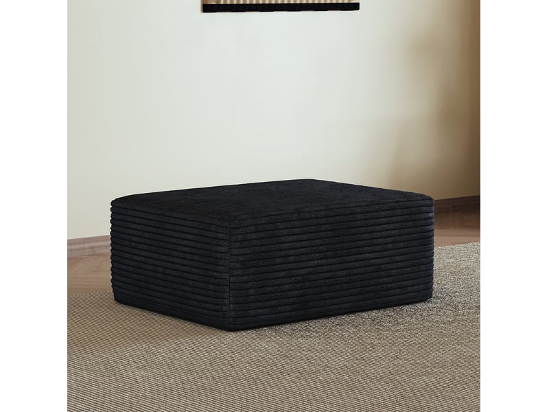  Repose-pied ottoman avec assise confortable, sans montage, en velours côtelé noir 70 × 95 × 40 cm  - Conforama B