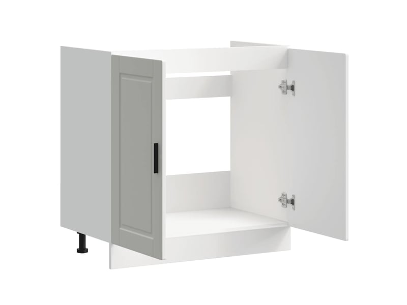  Meuble de cuisine, meuble bas pour évier blanc brillant 80x46x81,5cm  - Conforama E