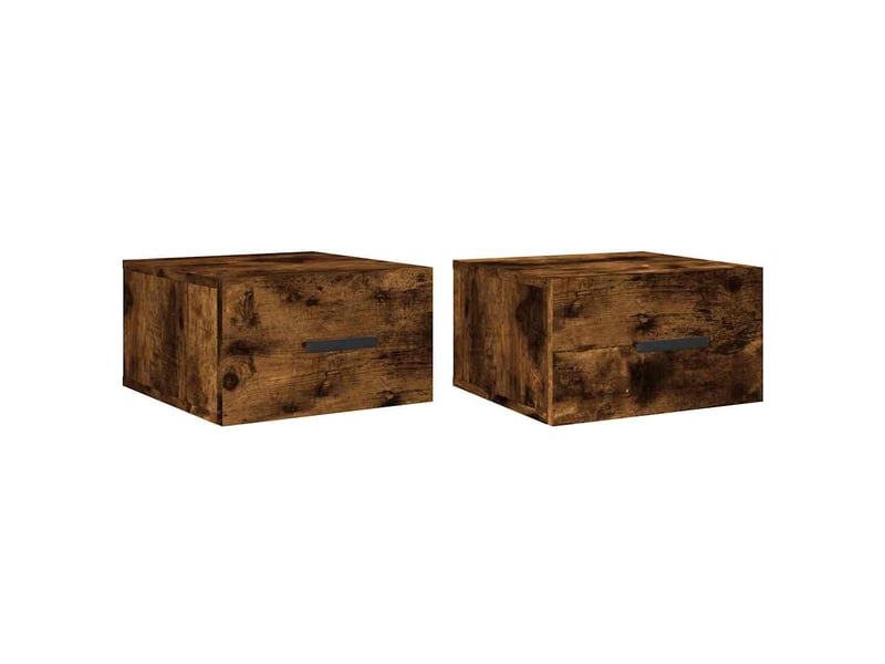  Lot de 2 tables de chevet - cabinet de chevet - table de nuit murales chêne fumé 35x35x20 cm  - Conforama A