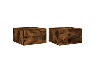 Lot de 2 tables de chevet - cabinet de chevet - table de nuit murales chêne fumé 35x35x20 cm