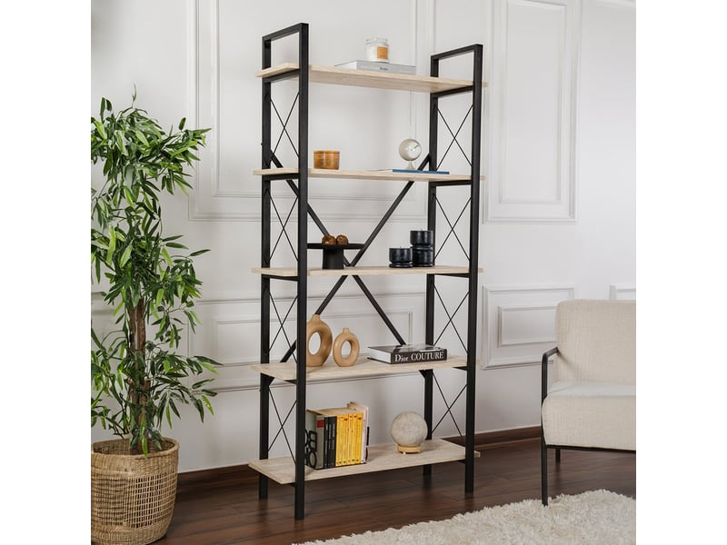  Étagère industrielle en métal noir 5 étagères modèle elysian - beige  - Conforama B