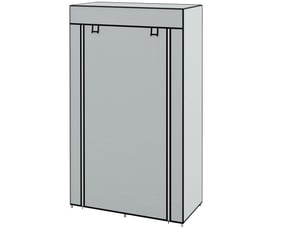 Armoire en tissu, 1 tringle, 2 tiroirs, 83 x 42,5 x 162,5 cm, grise