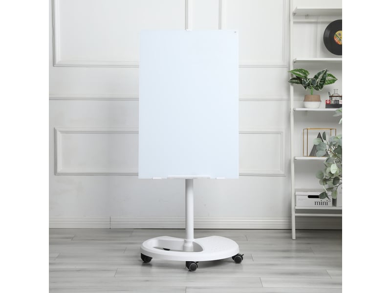  Tableau blanc magnétique en verre trempé réglable en hauteur 90 × 60 cm avec accessoires  - Conforama B