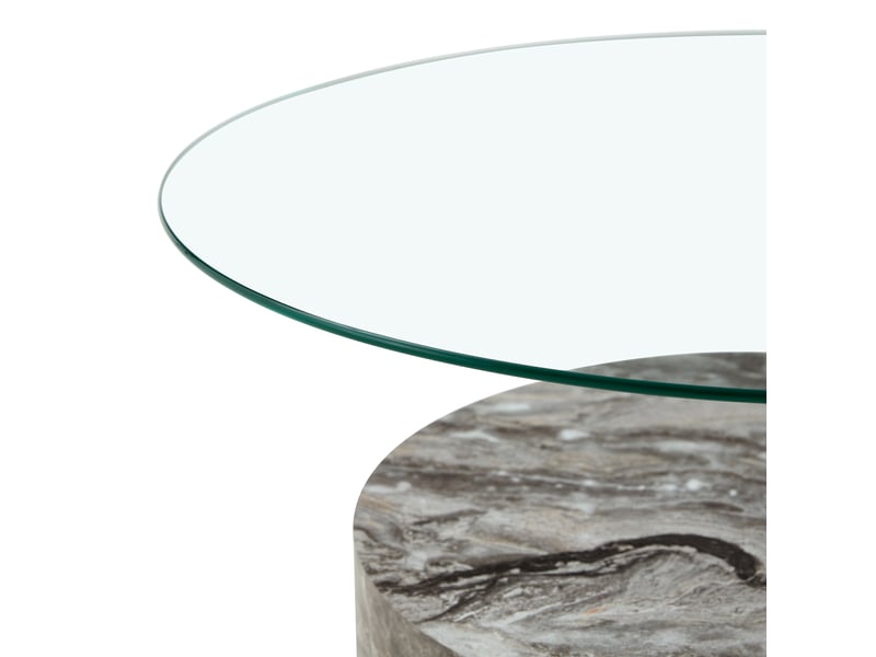  Table basse rond 90×70×44 cm, mdf et verre, gris et transparent Fay Lum - Conforama D