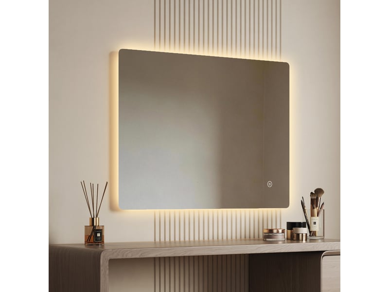 Emke miroir led salle de bain rétroéclairé 60x80 cm, interrupteur tactile, anti-buée, fonction mémoire, 3 couleurs - Conforama B