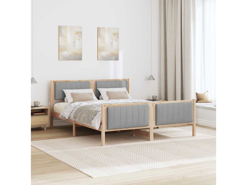 Lit double- lit adulte - cadre de lit avec tête de lit marron et gris clair 150 x 200 cm - Conforama C