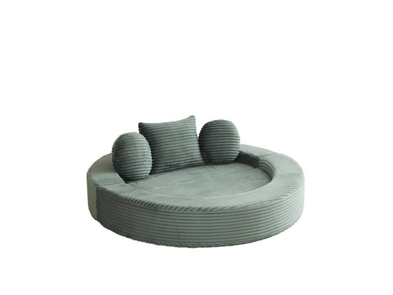  Canapé convertible rond 4-en-1 en velours côtelé vert Fay Lum - Conforama A