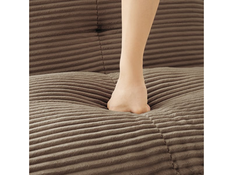  Canapé modulable en l 3 places avec ottomane, velours côtelé confortable, sans montage, 69 × 297 × 177 cm, marron  - Conforama E