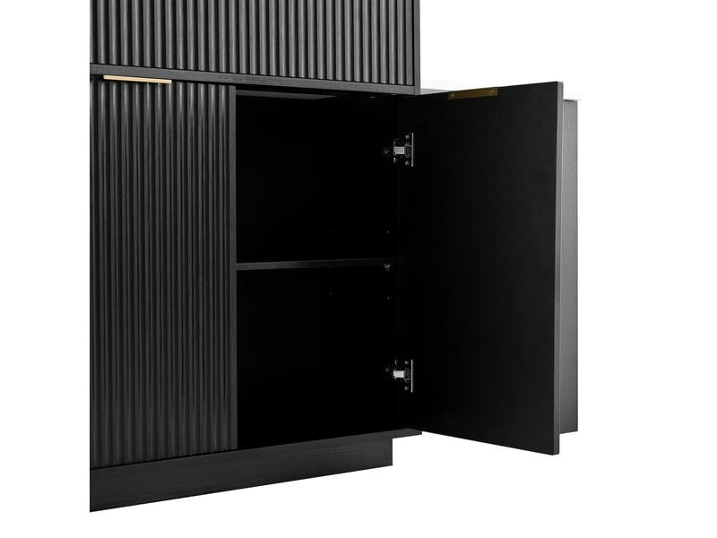 Table extensible avec 4 tiroirs, led et rangement pour cuisine en mdf 127,5–205×67×92 cm noir - Conforama D