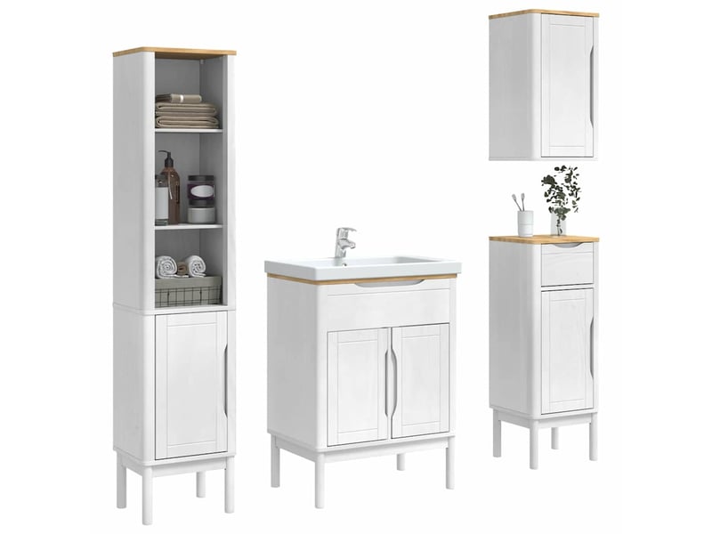 Ensemble de mobilier de salle de bain floro 4 pièces blanc cf64671 - Conforama C