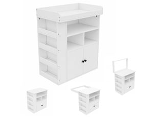 Commode à langer 2 en 1, 82x50x100 cm, meuble à langer avec rangements, mdf, blanc, sans matelas à langer
