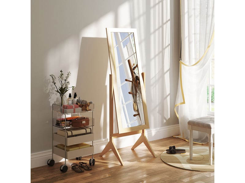  Miroir en pied grand miroir de sol inclinaison réglable pour chambre dressing 47 x 46 x 148 cm en chêne  - Conforama R
