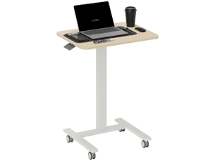 Bureau assis-debout, table pour ordinateur portable, hauteur réglable, 4 roulettes, 65 cm x 48 cm x 108 cm, jaune