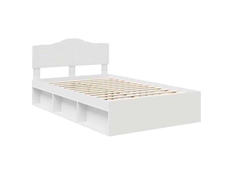Lit double- lit adulte - cadre de lit blanc 120 x 190 cm bois de pin massif - Conforama C