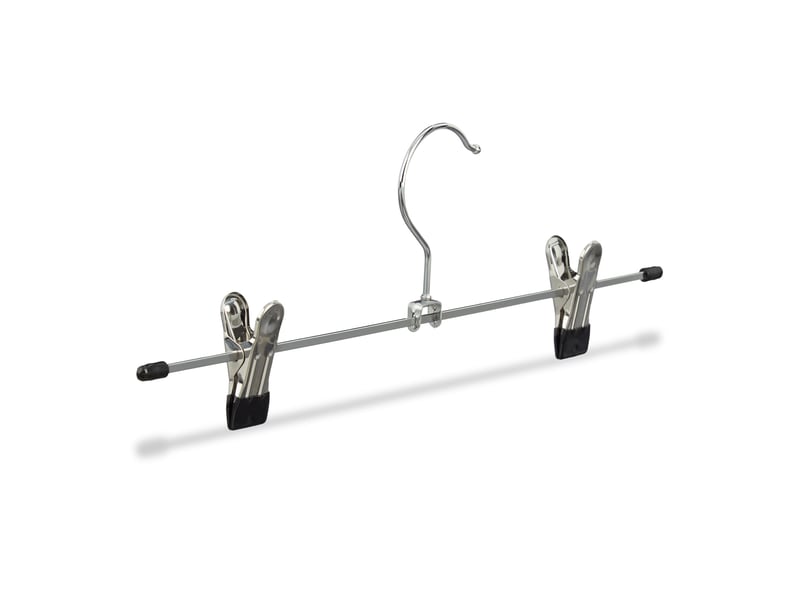  Lot de 10 cintres à pinces antidérapants polyvalents 9 x 35,5 x 2,5 cm en fer chromé noir 13_0006167  - Conforama A