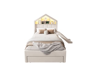 Lit cabane 90x200 cm <strong>COVREO </strong>  <strong></strong> coloris beige