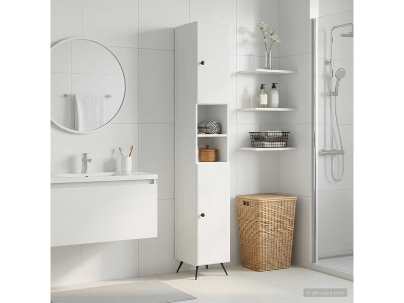  Colonne de salle de bain avec étagère ouverte breda blanc  - Conforama B