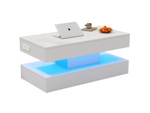 Table basse rectangulaire coloris blanc MEUBLIV  - 50 cmx100 cm