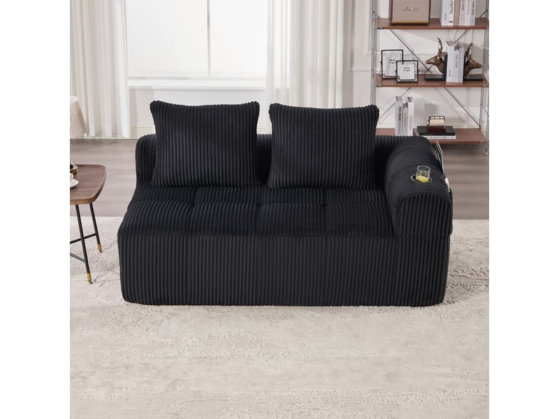  Canapé droit fixe 2 places tissu noir canapé compressible - Conforama D