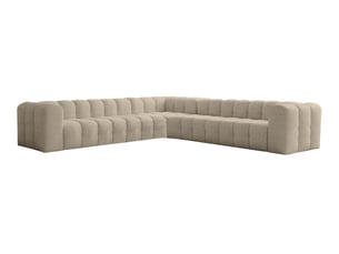 Canapé d'angle réversible fixe LOUNGITUDE MILOE 8 places Tissu Beige