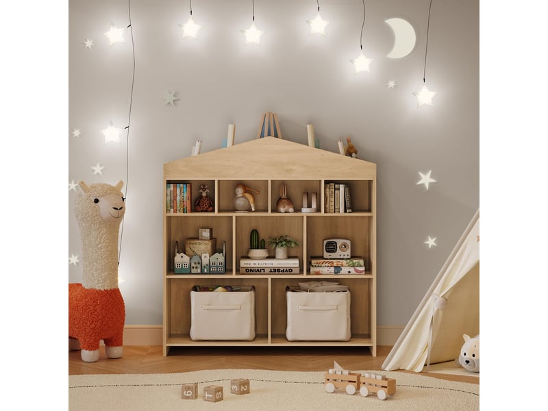  Bibliothèque enfant en bois, étagère de rangement livres &amp; jouets, 100 x 30 x 103 cm, couleur bois  - Conforama B