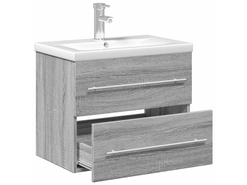  Armoire lavabo de salle de bain avec bassin intégré sonoma gris  - Conforama E