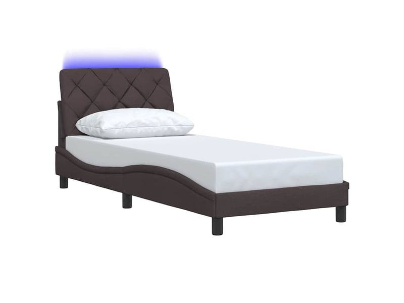  Lit adulte, lit simple, cadre de lit avec led sans matelas marron foncé 80x200cm tissu cf700  - Conforama C