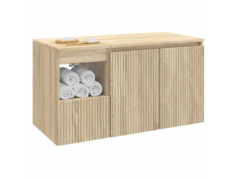 Ensemble de mobilier de salle de bain 2 pc chêne sonoma cf64137 - Conforama C