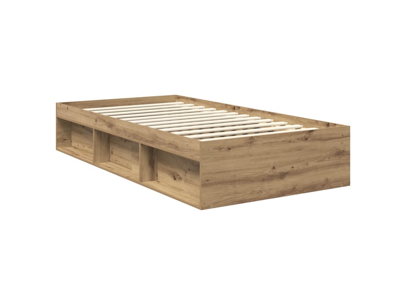  Lit simple- lit adulte -  cadre de lit chêne artisan 100 x 200 cm bois de pin massif  - Conforama D