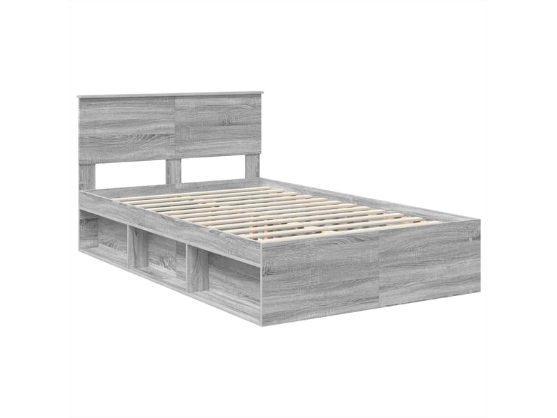 Lit double- lit adulte - cadre de lit gris sonoma 135 x 190 cm bois d'ingénierie - Conforama C