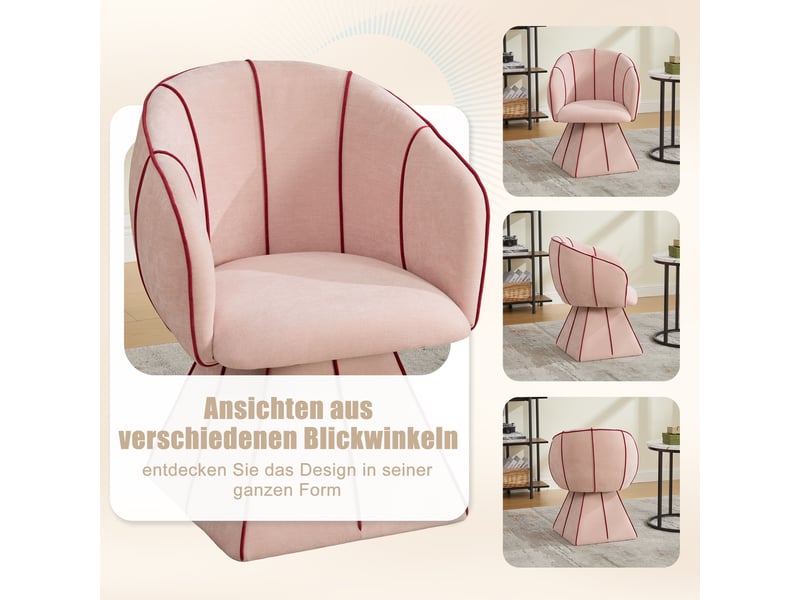  Fauteuil pivotant à 360° en tissu chenille rose W3056P449206 - Conforama D