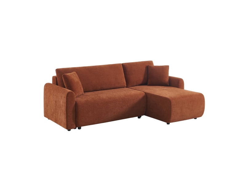  Canapé d'angle réversible. Convertible. 3 places tissu avec coffre terracotta - berlin  - Conforama A