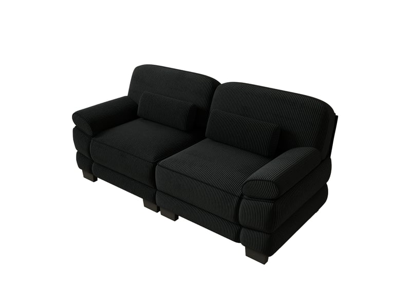 Canapé modulable - 2 places - coussins lombaires - velours côtelé - mobilier de salon - configuration flexible - pratique - noir CozyNest - Conforama A