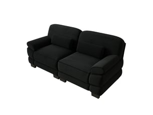 Canapé modulable - 2 places - coussins lombaires - velours côtelé - mobilier de salon - configuration flexible - pratique - noir