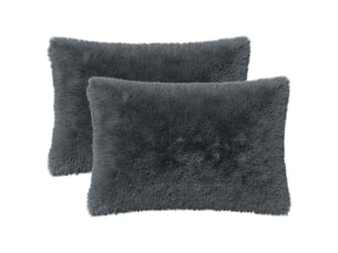Lot de 2 coussins avec oreiller, coussins décoratifs heerlen anthracite fleece pv cf50370