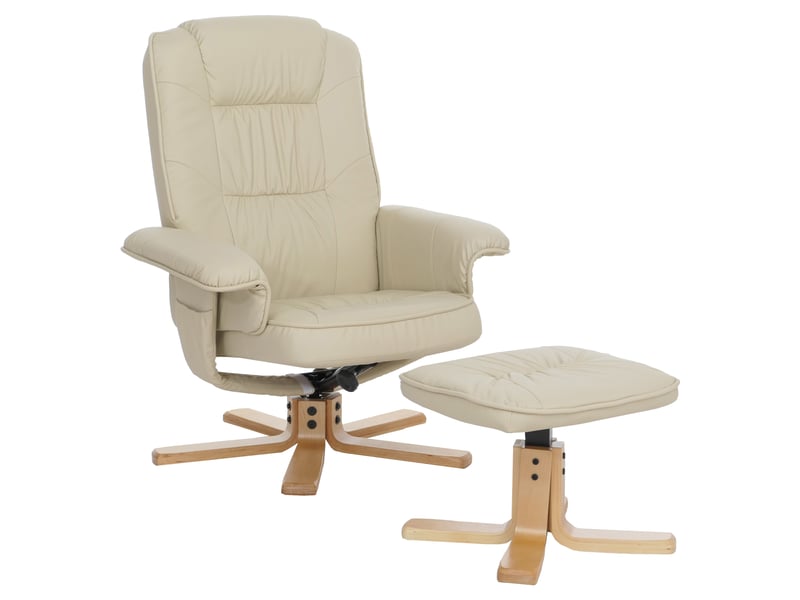  Fauteuil relax de relaxation m56 avec pouf, simili-cuir - crème  - Conforama A