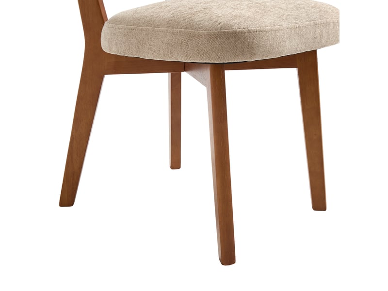 Lot de 2 chaises de salle à manger 54,5 x 47 x 77 cm en bois et tissu avec assise rembourrée beige chicfurn - Conforama E
