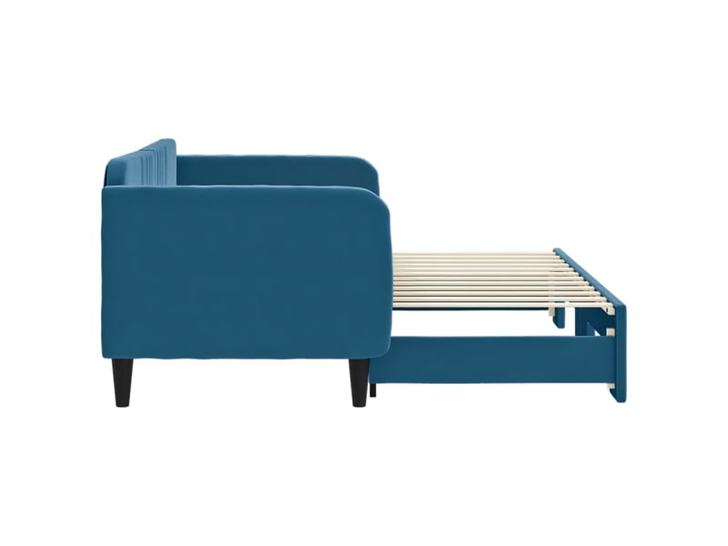 Lit adulte ; lit de jour avec gigogne bleu 80x200 cm  - Conforama E